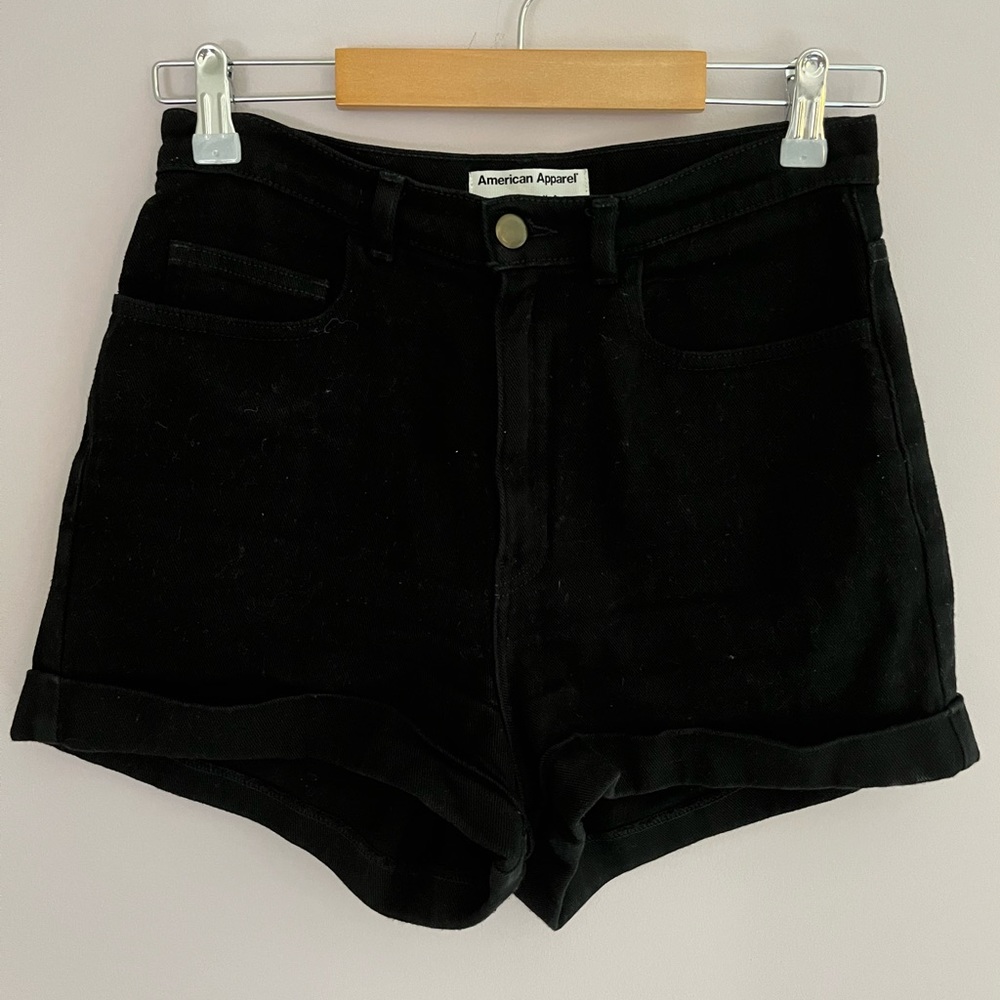 American Apparel High waisted DENIM CUFF SHORT | Size 28